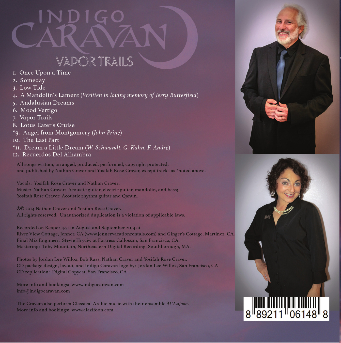 Indigo Caravan, Vapor Trails, 2014, available at shows, by mail, Amazon, and more!